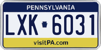PA license plate LXK6031