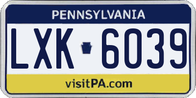PA license plate LXK6039