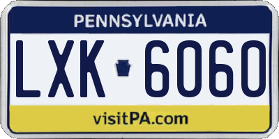 PA license plate LXK6060