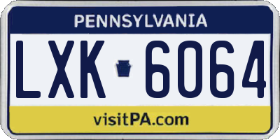 PA license plate LXK6064