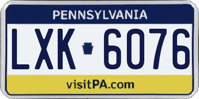 PA license plate LXK6076