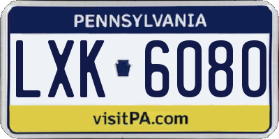 PA license plate LXK6080