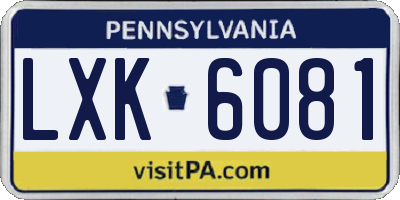 PA license plate LXK6081