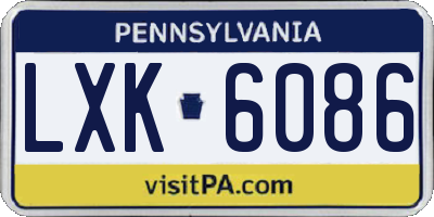 PA license plate LXK6086