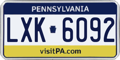 PA license plate LXK6092