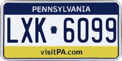 PA license plate LXK6099