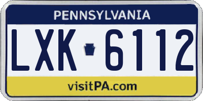 PA license plate LXK6112