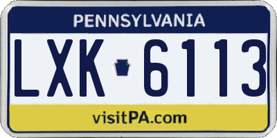 PA license plate LXK6113