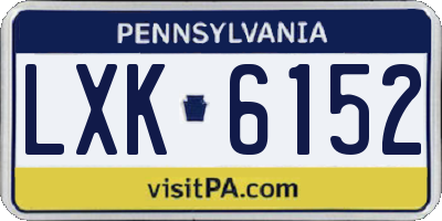 PA license plate LXK6152