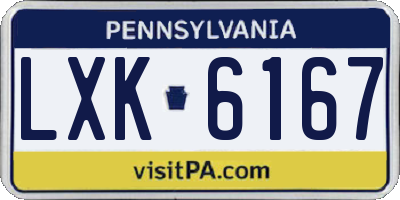 PA license plate LXK6167