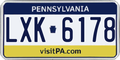 PA license plate LXK6178