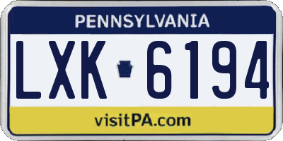 PA license plate LXK6194