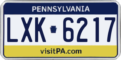PA license plate LXK6217