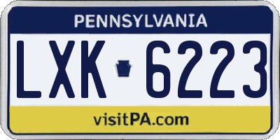PA license plate LXK6223