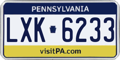 PA license plate LXK6233