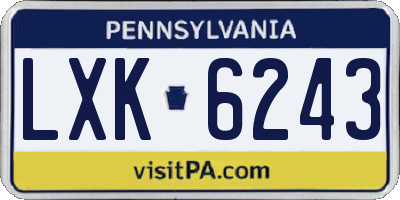 PA license plate LXK6243