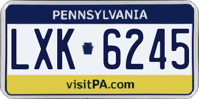 PA license plate LXK6245