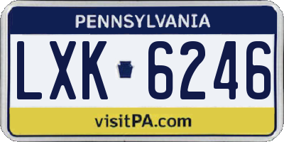 PA license plate LXK6246