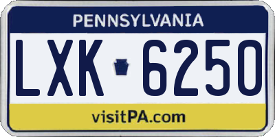 PA license plate LXK6250