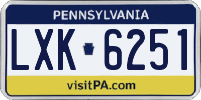 PA license plate LXK6251