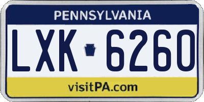 PA license plate LXK6260