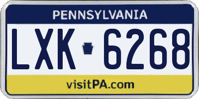 PA license plate LXK6268