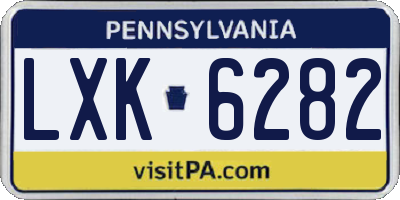 PA license plate LXK6282
