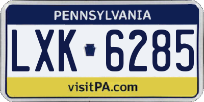 PA license plate LXK6285