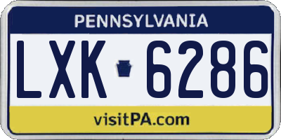 PA license plate LXK6286