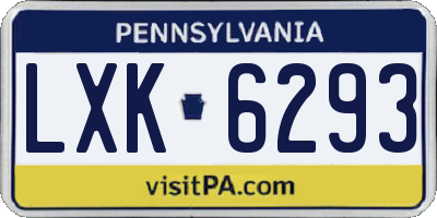 PA license plate LXK6293