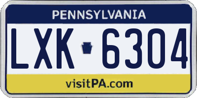 PA license plate LXK6304