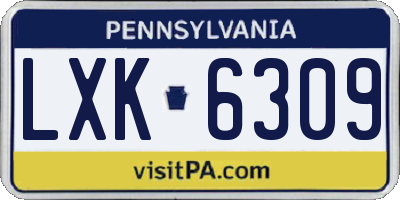 PA license plate LXK6309