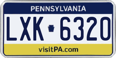 PA license plate LXK6320