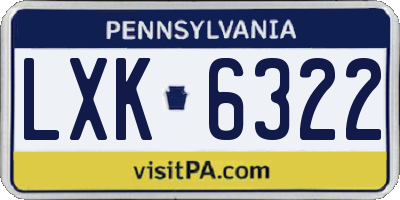 PA license plate LXK6322