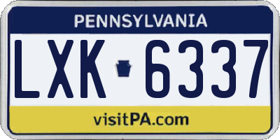 PA license plate LXK6337