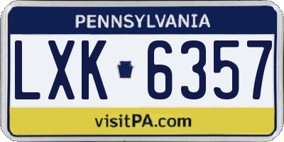 PA license plate LXK6357