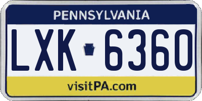 PA license plate LXK6360