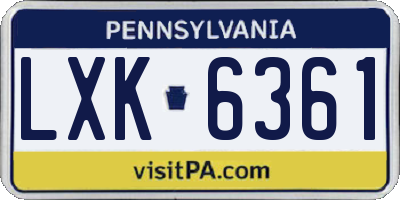 PA license plate LXK6361