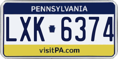 PA license plate LXK6374