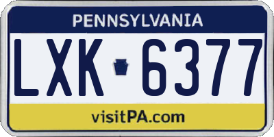 PA license plate LXK6377