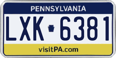 PA license plate LXK6381