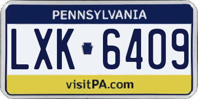 PA license plate LXK6409