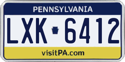 PA license plate LXK6412