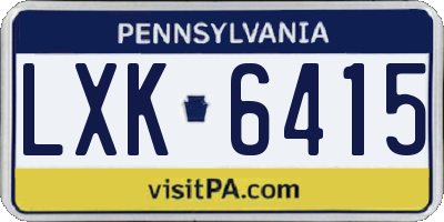 PA license plate LXK6415
