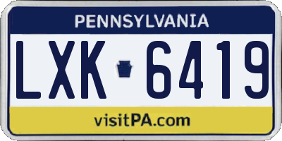 PA license plate LXK6419