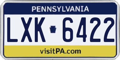 PA license plate LXK6422