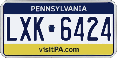 PA license plate LXK6424
