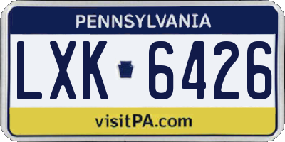 PA license plate LXK6426