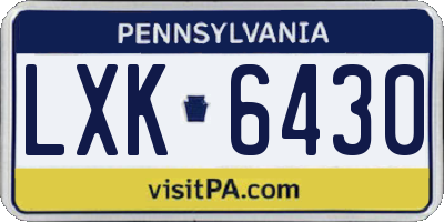 PA license plate LXK6430