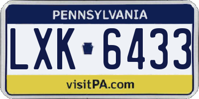 PA license plate LXK6433